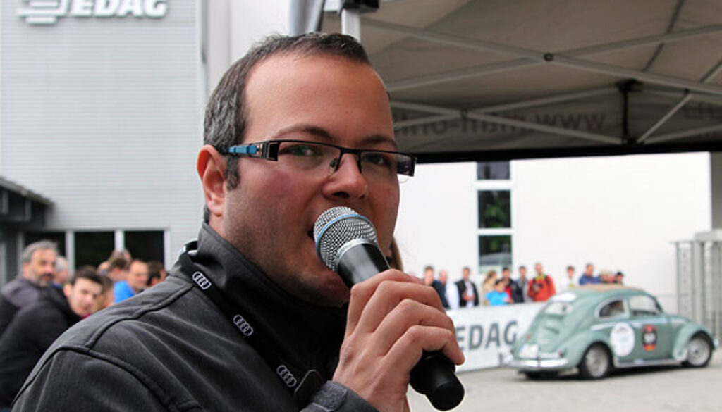 Max Foerster 2015 bei der Wertungsprüfung auf dem Gelände der Firma EDAG.